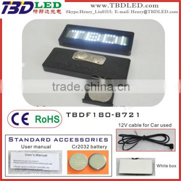 WHITE mini usb rechargeable name card/Sales promotion led name badge/small led display