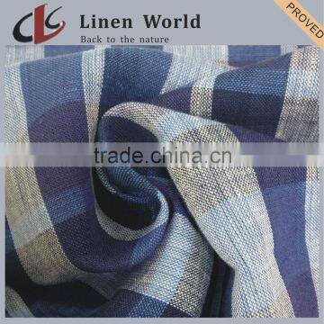 Yarn Dyed Check Pattern 100% Linen Fabric For Men's Shirt