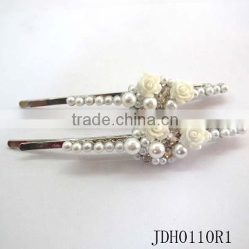 Fashion hot sale new style white flower with pearl hairpin