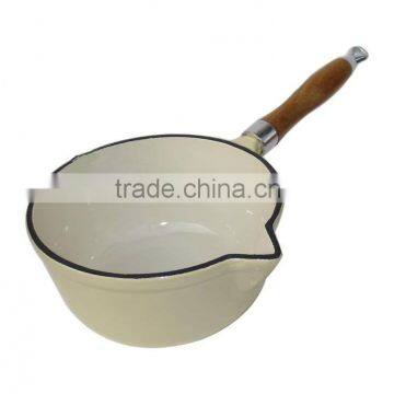 Red enamel cast iron long handle milk pot&stew pot