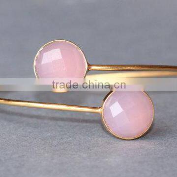 925 silver Pink chalcedony Gemstone Bangle