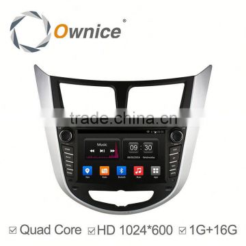 Ownice Wholesales Quad Core Android 4.4 car video player For Hyundai Verna Accent Solaris built in wifi support rear camera