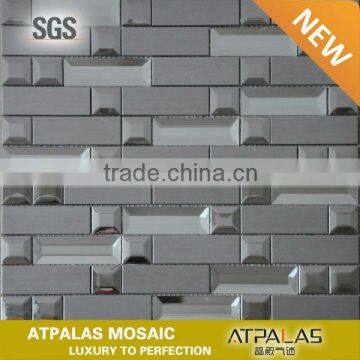 silver and white 3D Glass Metal Mosaic Tile