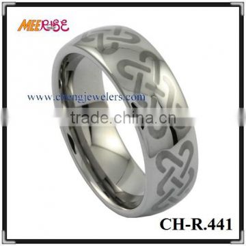 2015 Celtic Woven celtic knot Engraved Black Band for man dome ring/cheap celtic ring