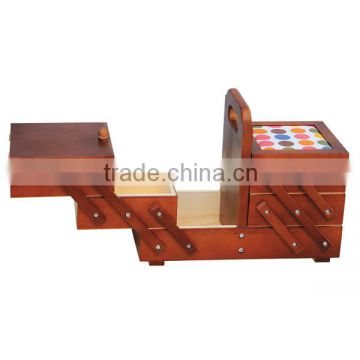 hot selling FSC&BSCI handmade pine adjustable wooden sewing storage box with made in china wholesale