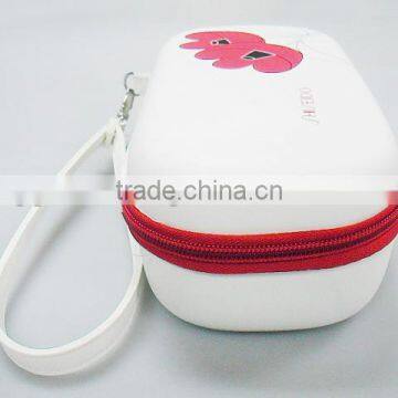 GC-White Semi Hard Shell Cosmetic Makeup EVA bag Brush Travel Organizer with handle Clip