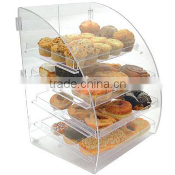 4 tray bakery clear acrylic bakery display case with cover