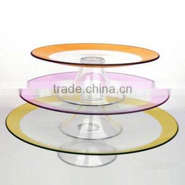 3 tiers color range hot bending round flat glass desert plates