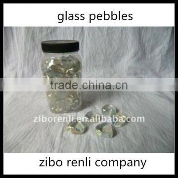 Fish Tank Canned Pretty Heart Shaped Polished White Glass Pebbles