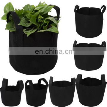 felt planter grow bag white and black
