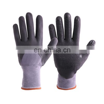 HANDLANDY Nitrile Polyester Palm Coating Home Yard Work Garden Gloves Anti Slip Construction Dipped Gloves
