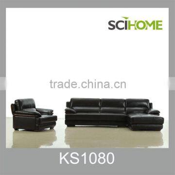 modern large leather corner sofa with armchair