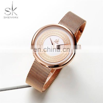 SHENGKE New Girls Fashional Watchs  Dresss Quartz Watches Rosegold Popular Handwatchs Couple's Watches K0094L