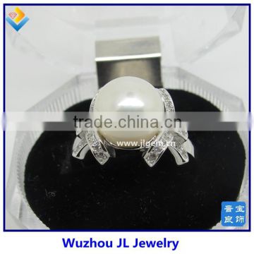 Hot Sale Pearl Silver Jewelry Ring Platinum Plating 925 Sterling Silver