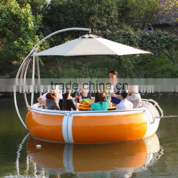 Water restaurant boat with electric motor