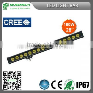 QUEENSUN Super slim single row 160w LED LIGHT BAR,IP67 cree Led Offroad Driving Light Bar