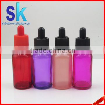 30ml red purple pink glass e liquid bottles with child tamperproof cap