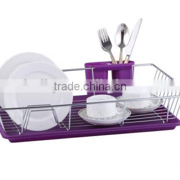 LBY stainless steel plate dish rack with tray and cutlery holder
