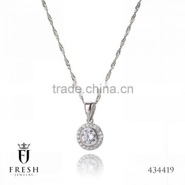 Fashion 925 Sterling Silver Necklace - 434419 , Wholesale Silver Jewellery, Silver Jewellery Manufacturer, CZ Cubic Zircon AAA