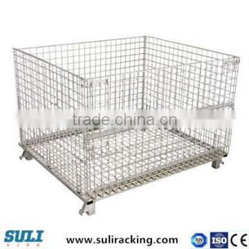 Popular Foldable Stackable Storage Wire Mesh Containers With Wheels