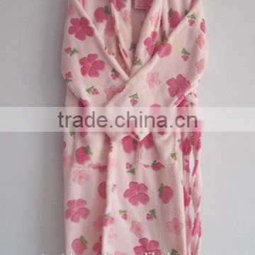 Factory cheap cute printed coral fleece bathrobe wholesale