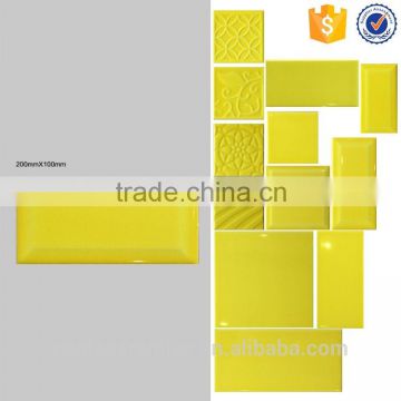 Foshan factory 100x200mm bevel edge wall tile, glossy bathroom faux brick texture ceramic tiles made in China