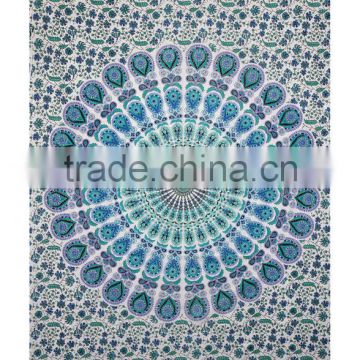 Indian Wholesale Tapestry Wall Hanging Hippie Indian Twin Bedspread Blue Mandala Throw Tapestries Exporter Supplier