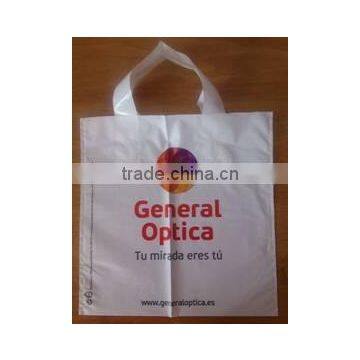 soft loop handle bag with logo printing, plastic bag supplier