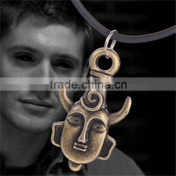 2016 new season 11copper plated face man's head amulet Supernatural necklace