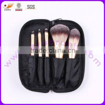 5pcs Private label cosmetic brush set with convenient zipper case