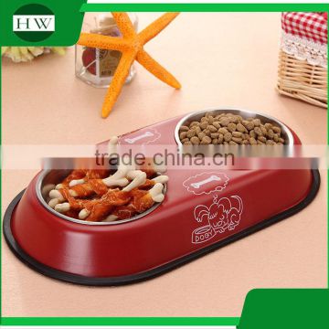 pet accessories eco anti slip stainless steel double cat dog pet feeder water food bowl
