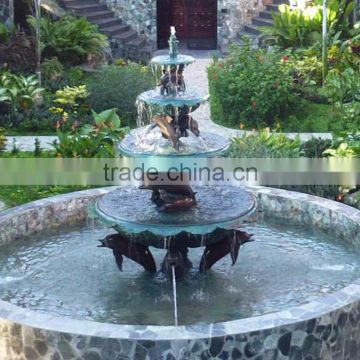 outdoor garden decoration metal bronze dolphin fountain sculpture