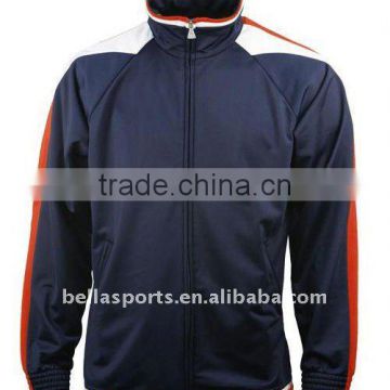 2013 High quality navy standard tricot tracksuits,custom OEM sportswear jogging wear,running training set with red piping