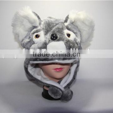 Koala Plush Warm Hat Earmuff With Ear Poms Cartoon Animal Cap