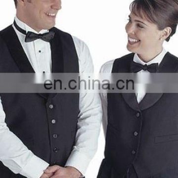 Custom hotel waiter waistcoat ,black simple formal waiter vest