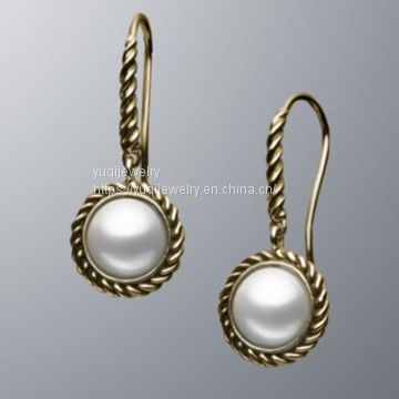 Sterling Silver Jewelry Pearl Cable-Wrap Drop Earrings(E-082)
