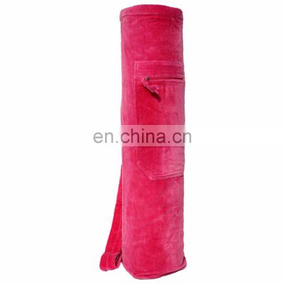 Custom Size Velvet Fabric Drawstring Eco Friendly Yoga Mat And Kit Bag Buy at Cheap Price On Bulk Order
