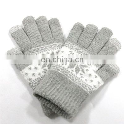 HY Amazon Hot Sell Customize Cheaper Smartphone Glove Warm Scarf Gloves Really Nice Ladies Jacquard Weave Mitten 2 touch fingers