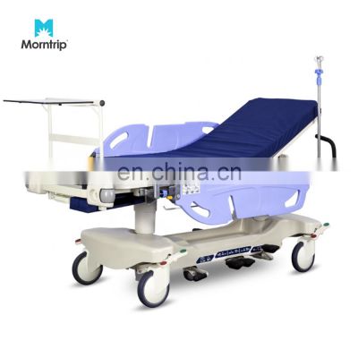 China Factory In Stock Height adjustable Hospital Use Patient transfer stretcher Trolley With IV Pole And Castors