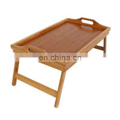 Food Bed Serving Tray With Folding Legs Organic Multifunctional Bamboo Serving Tray