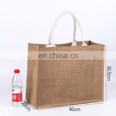 Stock Eco Custom Available Big Size Burlap Tote Bag Plain Natural Jute Shopping Bag For Daily Use