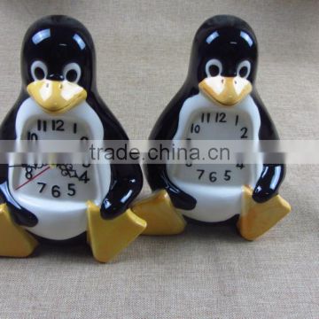 hot sell beautiful penguin design for ceramic table clock,ceramic wall clock