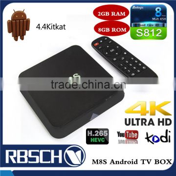 M8S Android TV BOX Amlogic S812 2GB/8GB 4K output Quad core Smart TV BOX with KODI Fully Loaded