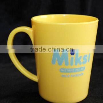 Yellow melamine mug cup with handle