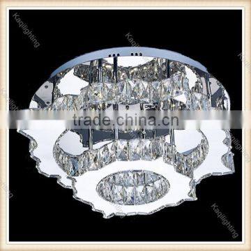 Zhongshan wholesale Modern Square Crystal Ceiling Light, led steel flush mount for Restaurant or Living Room