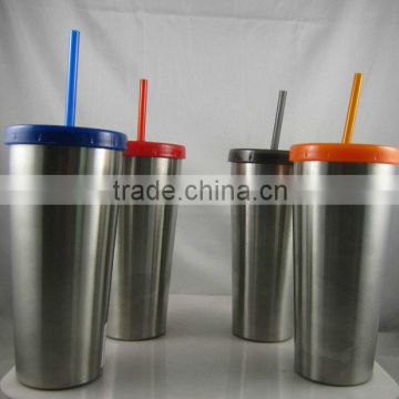 16oz double wall stainless steel straw mug, coffee tumbler, New type Starbuck Straw Tumbler