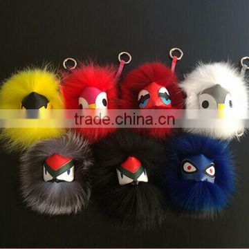 Real Natural Fox Fur Ball Pompom Keychain Handbag Car Cellphone Pendant hanging monster pendant/fur pompons
