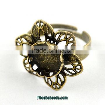 Wholesale New Design Brass Flower Ring Settings Without Stones PB-J120405
