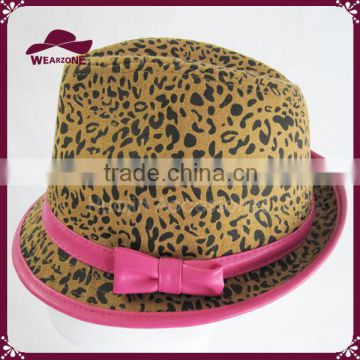 Unisex Fedora Short Brim Leopard Pattern Printed Hat