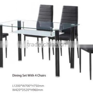 Tempered glass dining table with PVC chair
